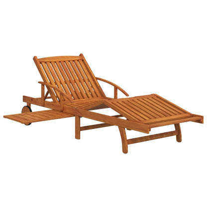 vidaXL Sunlounger With Table | Wood Grain | Solid Acacia wood | Large | Foldable