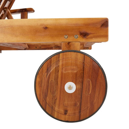 vidaXL Sunlounger With Table | Wood Grain | Solid Acacia wood | Large | Foldable