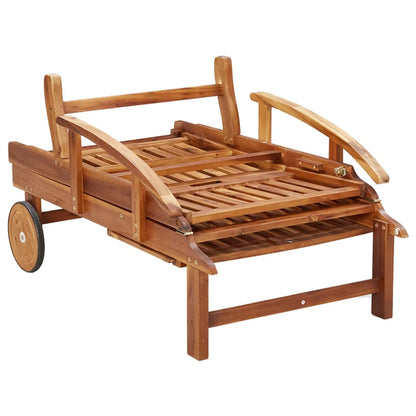 vidaXL Sunlounger With Table | Wood Grain | Solid Acacia wood | Large | Foldable