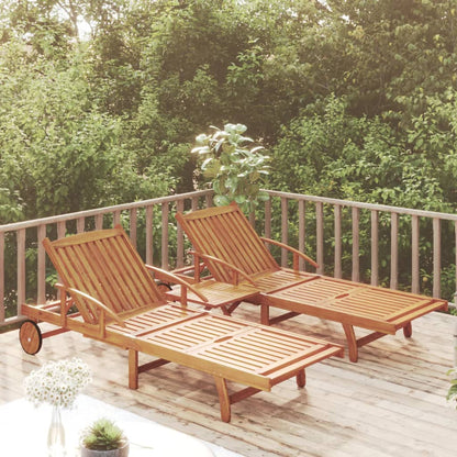 vidaXL Sunlounger With Table | Wood Grain | Solid Acacia wood | Large | Foldable