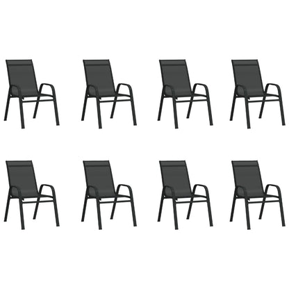vidaXL 9 Piece Garden Dining Set Black