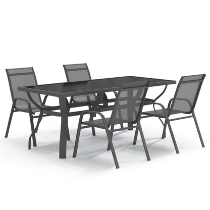 vidaXL Garden Dining Set | Grey and Black | Powder-coated steel | Large