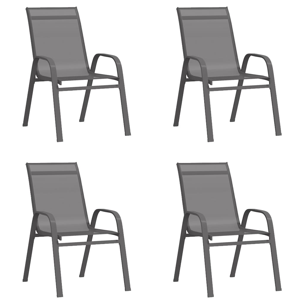vidaXL Garden Dining Set | Grey and Black | Powder-coated steel | Large