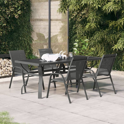 vidaXL Garden Dining Set | Grey and Black | Powder-coated steel | Large