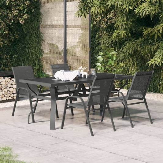 vidaXL Garden Dining Set | Grey and Black | Powder-coated steel | Large