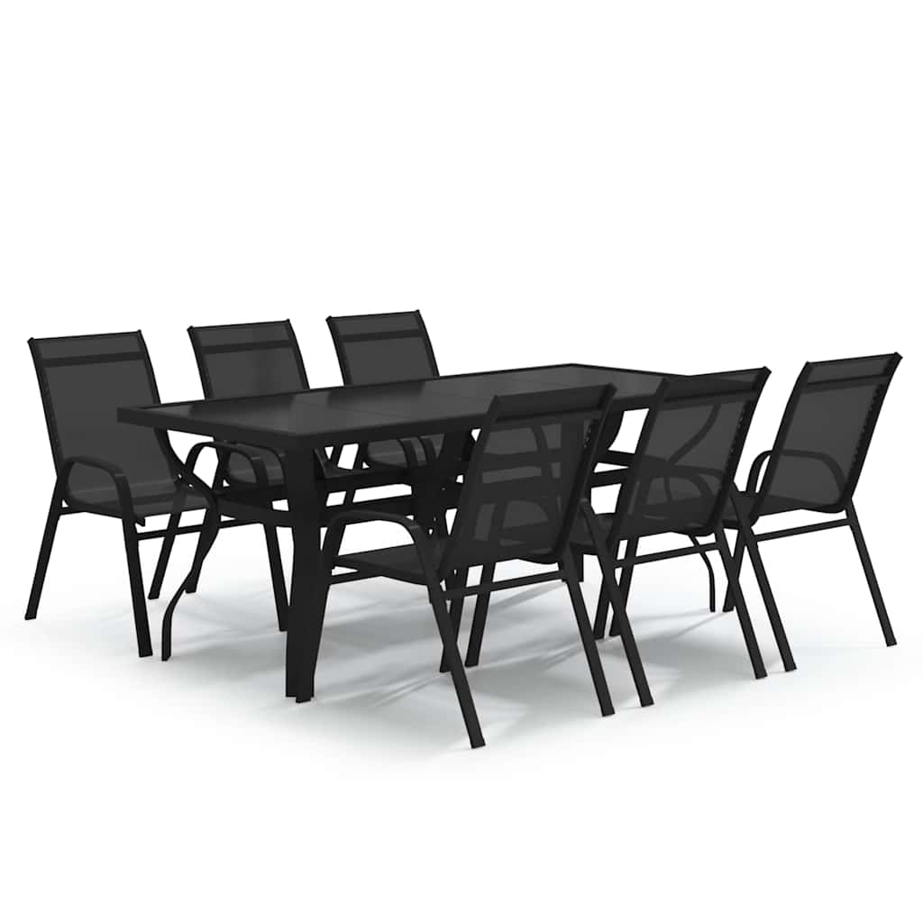 vidaXL 7 Piece Garden Dining Set Black