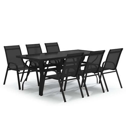 vidaXL 7 Piece Garden Dining Set Black