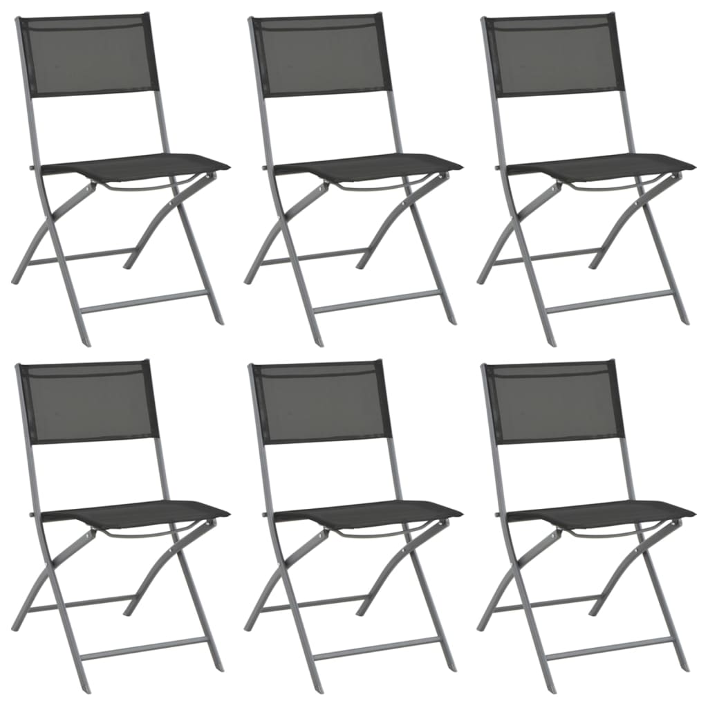 vidaXL Garden Dining Set | Grey | Powder-coated steel | 7 Piece | Foldable