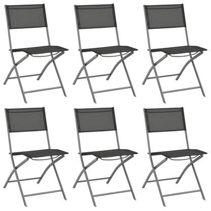 vidaXL Garden Dining Set | Grey | Powder-coated steel | 7 Piece | Foldable