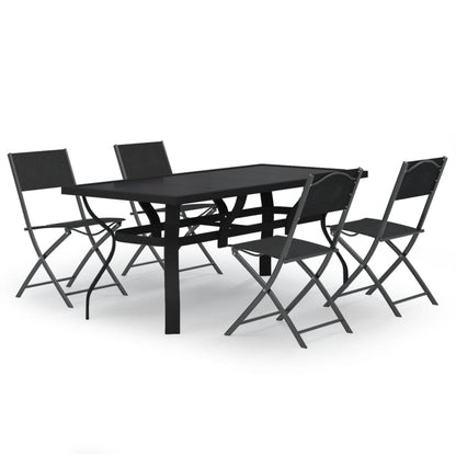 vidaXL Garden Dining Set | Grey | Powder-coated steel | Standard | Foldable