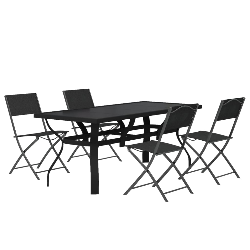 vidaXL Garden Dining Set | Grey | Powder-coated steel | Standard | Foldable