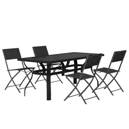 vidaXL Garden Dining Set | Grey | Powder-coated steel | Standard | Foldable