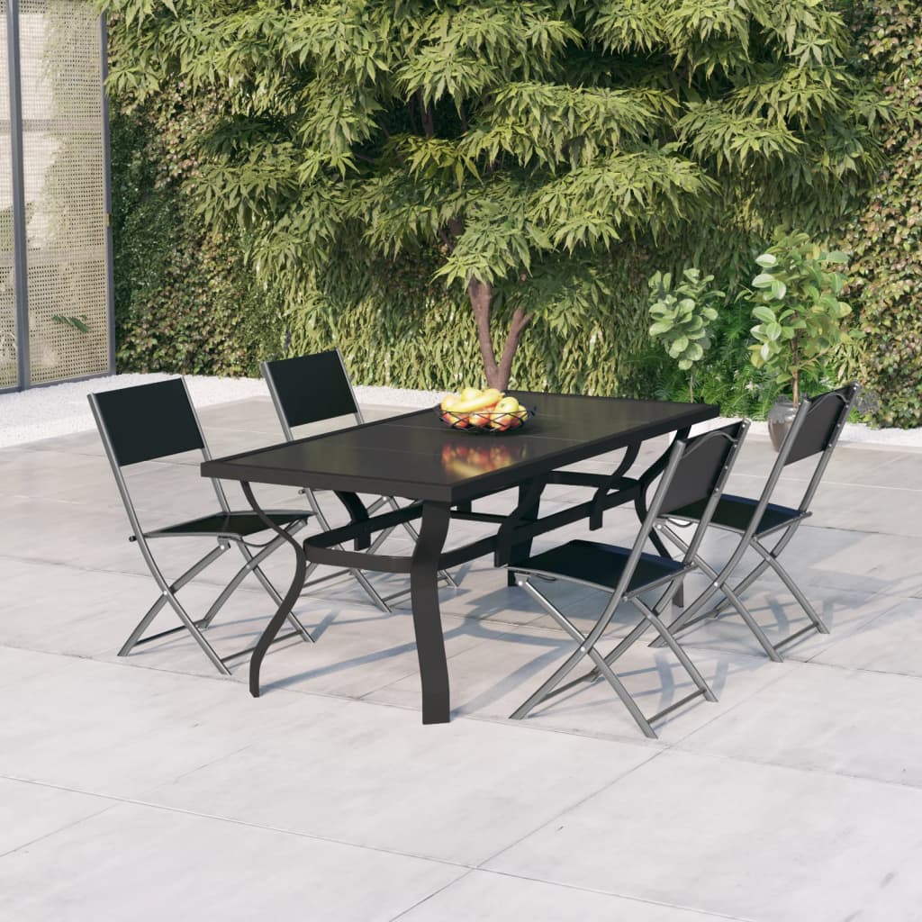 vidaXL Garden Dining Set | Grey | Powder-coated steel | Standard | Foldable