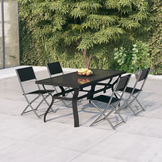 vidaXL Garden Dining Set | Grey | Powder-coated steel | Standard | Foldable