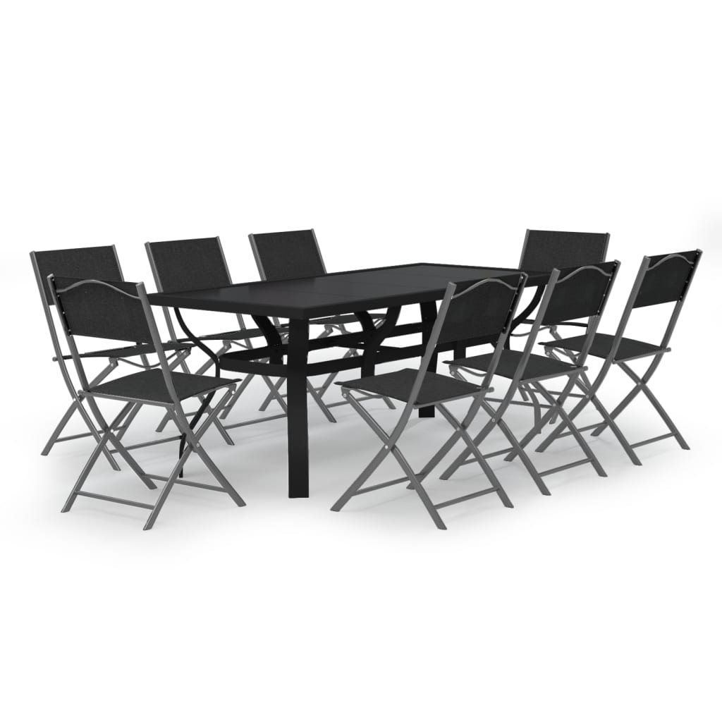 vidaXL Garden Dining Set | Grey and Black