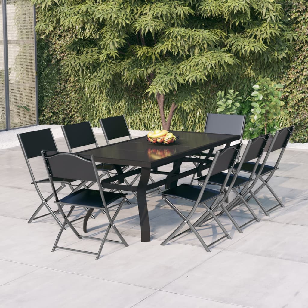 vidaXL Garden Dining Set | Grey and Black