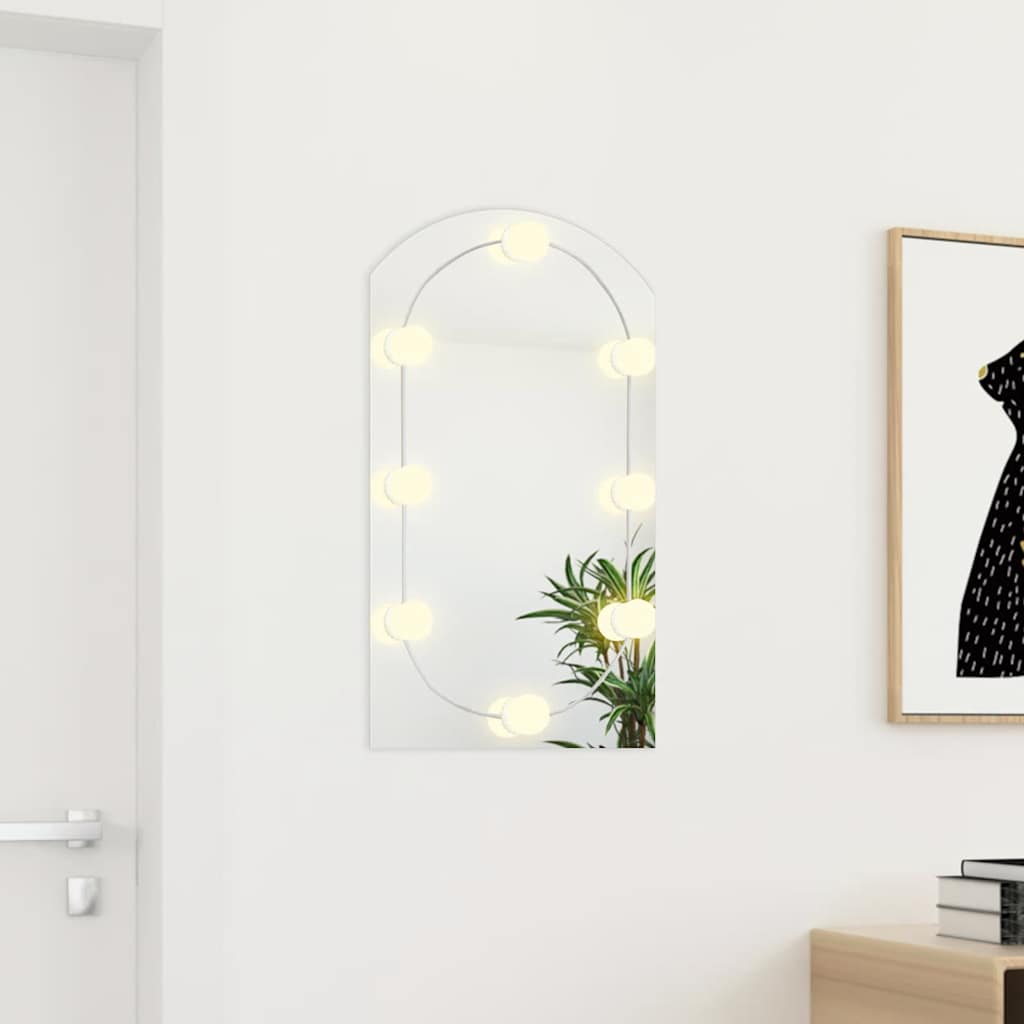 vidaXL Mirror with LED Lights 70x40 cm Glass Arch