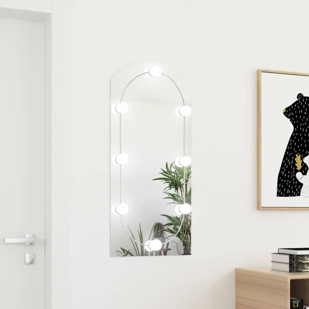 vidaXL Mirror with LED Lights 90x45 cm Glass Arch
