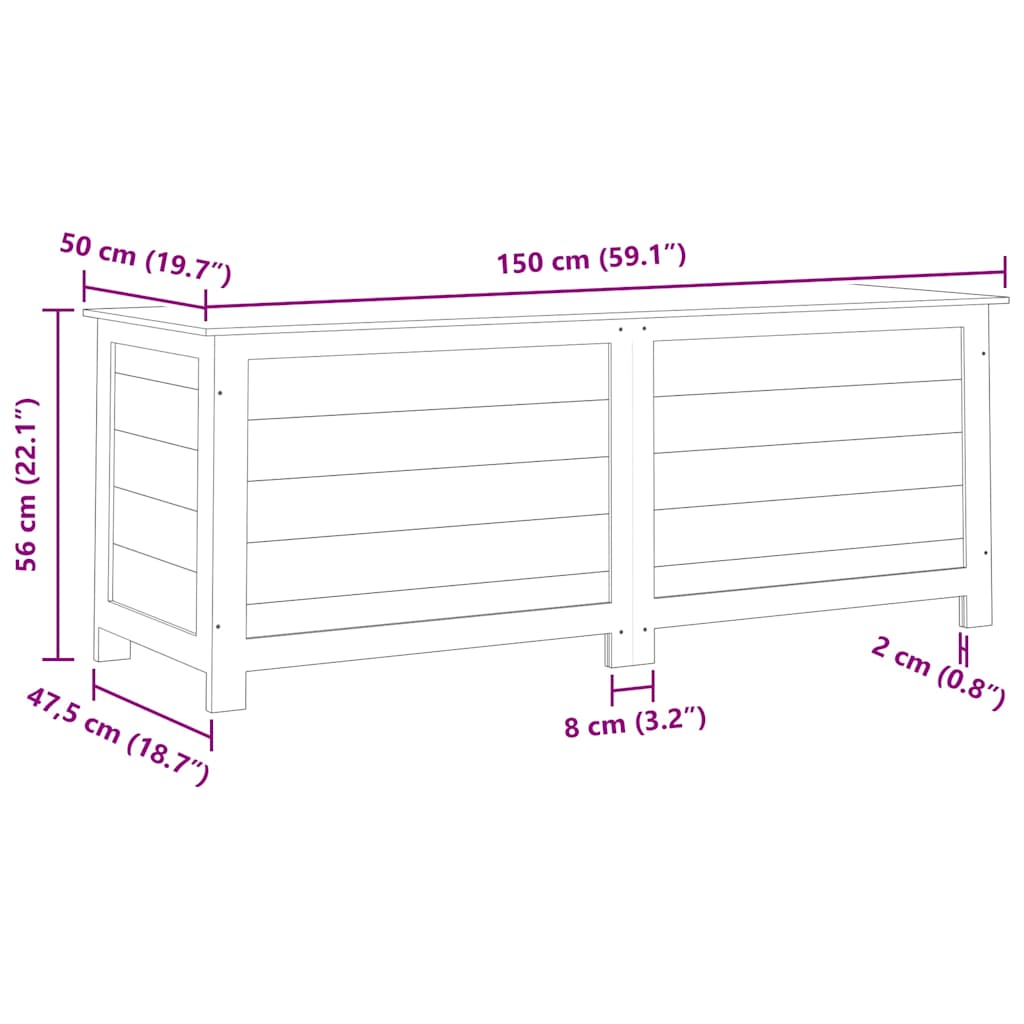 vidaXL Outdoor Cushion Box Brown 150x50x56 cm Solid Wood Fir