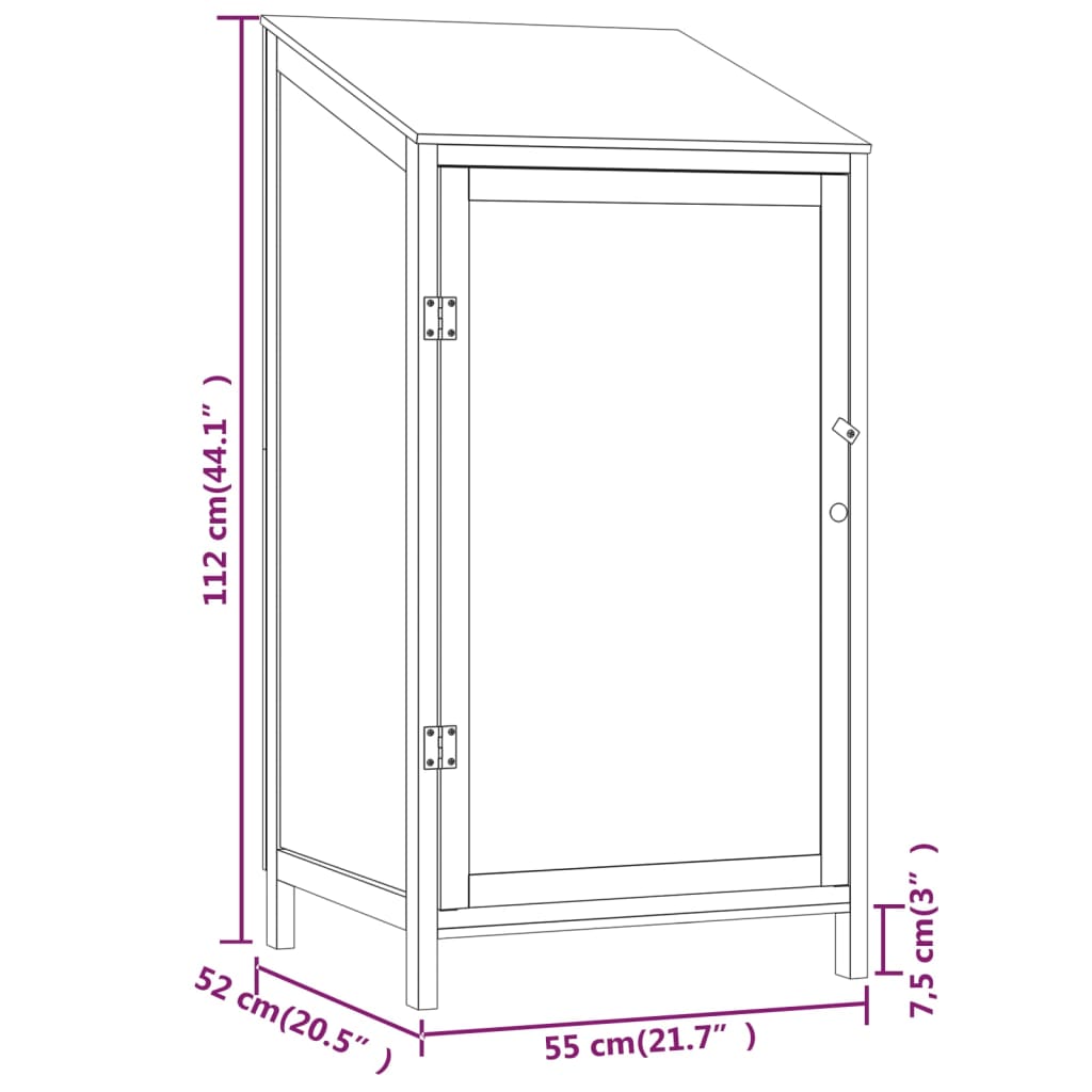 vidaXL Garden Shed Anthracite 55x52x112 cm Solid Wood Fir