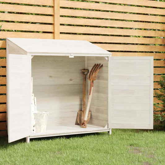 152183 vidaXL Garden Shed White 102x52x112 cm Solid Wood Fir