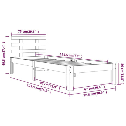 vidaXL Bed Frame | White | Solid pine wood, Plywood | Small Single | Tough
