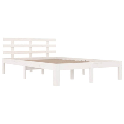 vidaXL Bed Frame | White | Solid Pine Wood, Plywood | Small Double | Durable
