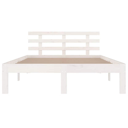 vidaXL Bed Frame | White | Solid Pine Wood, Plywood | Small Double | Durable