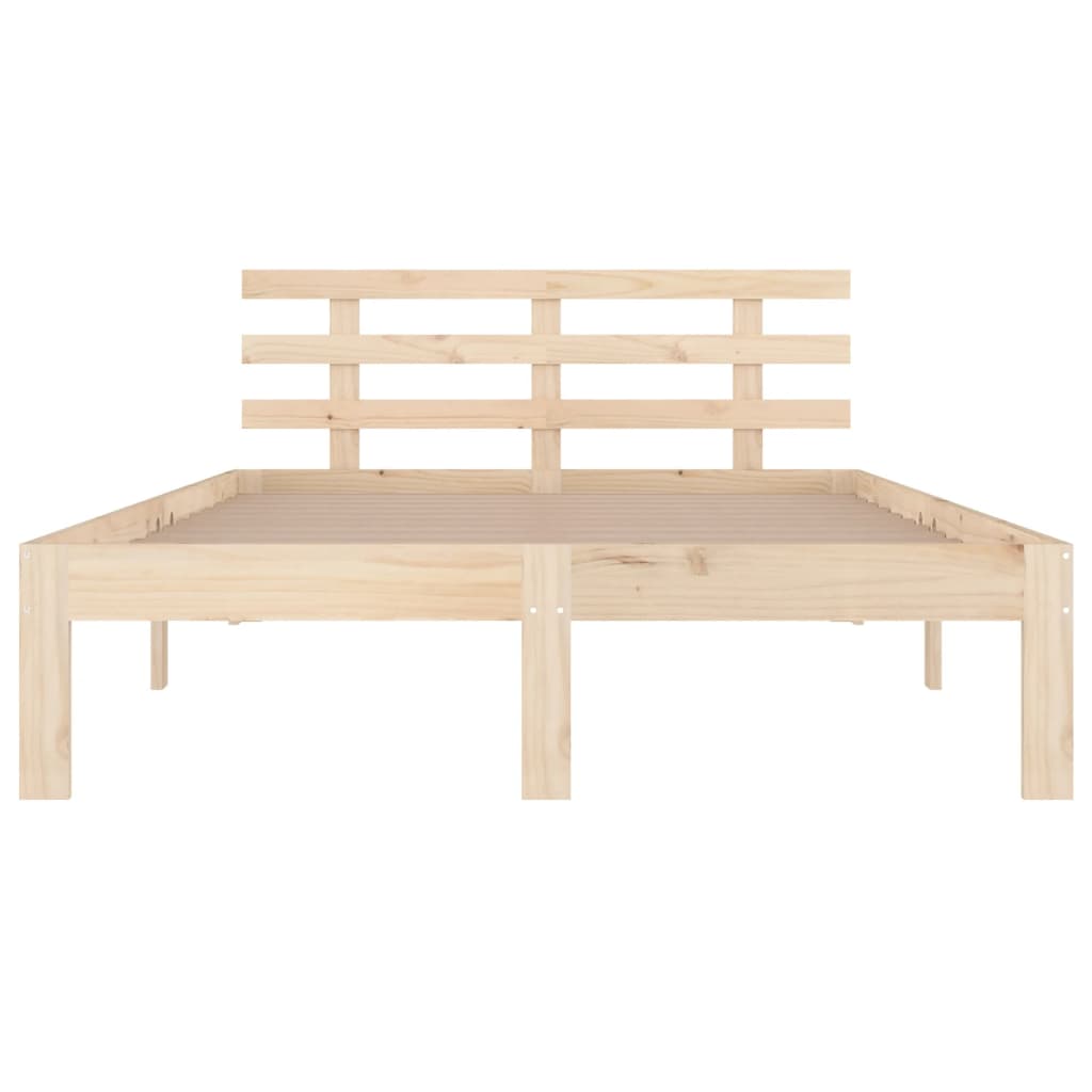 vidaXL Bed Frame | Natural Pine | Solid pine wood | 140x190 cm |  Simplistic