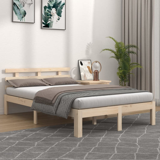 vidaXL Bed Frame | Natural Pine | Solid pine wood | 140x190 cm |  Simplistic