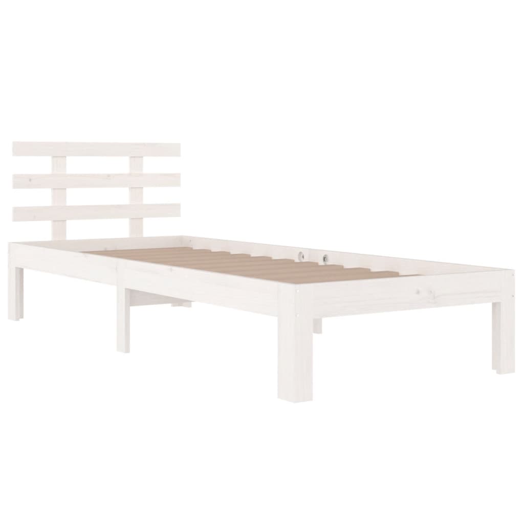 vidaXL Bed Frame | White | Solid Pine Wood | Single | Durable | Bed Frame