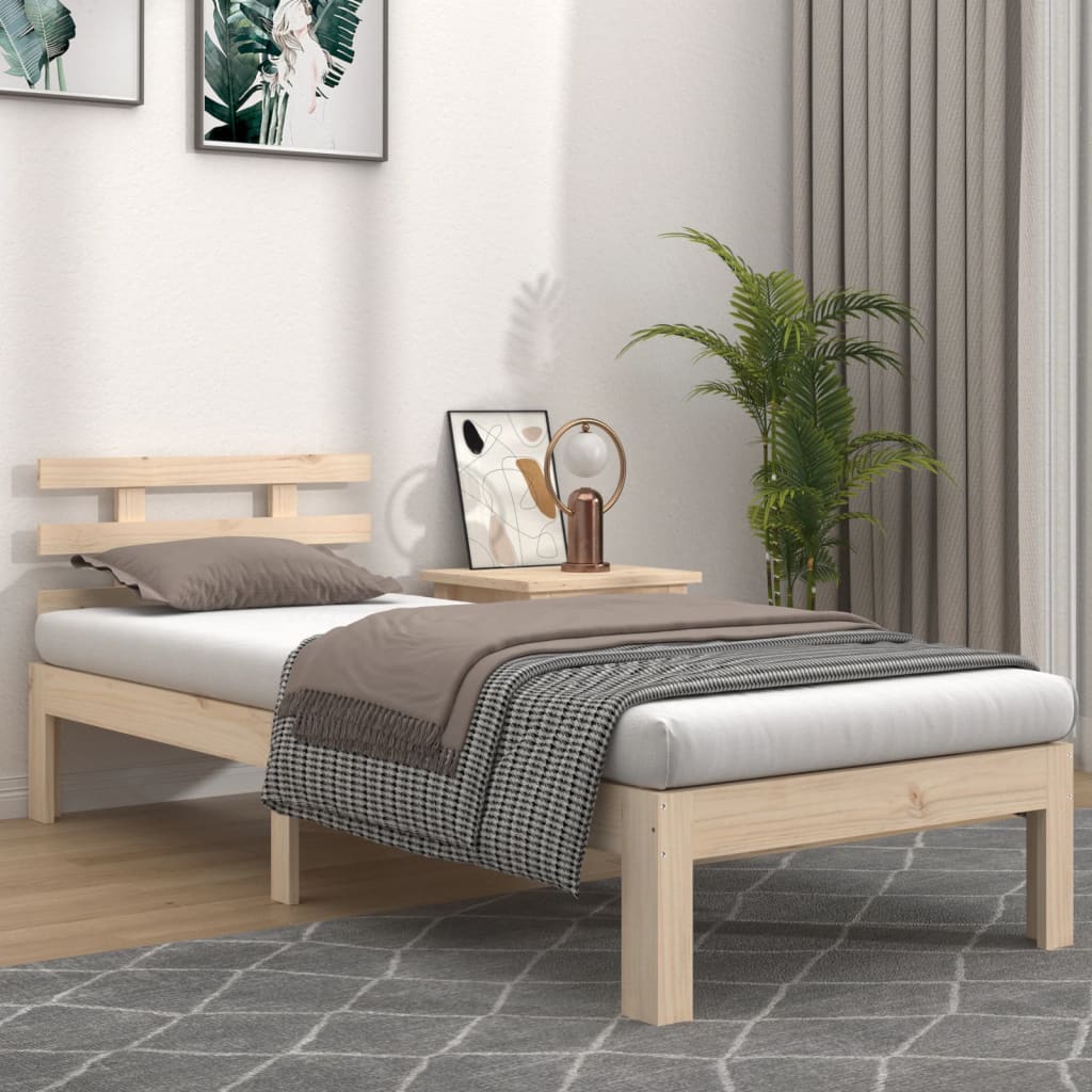 vidaXL Bed Frame | Natural Wood | Solid pine wood | Single | Durable | Bed Frame