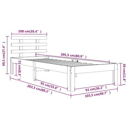 vidaXL Bed Frame | Honey Brown | Solid Pine Wood | Single | Durable | Bed Frame