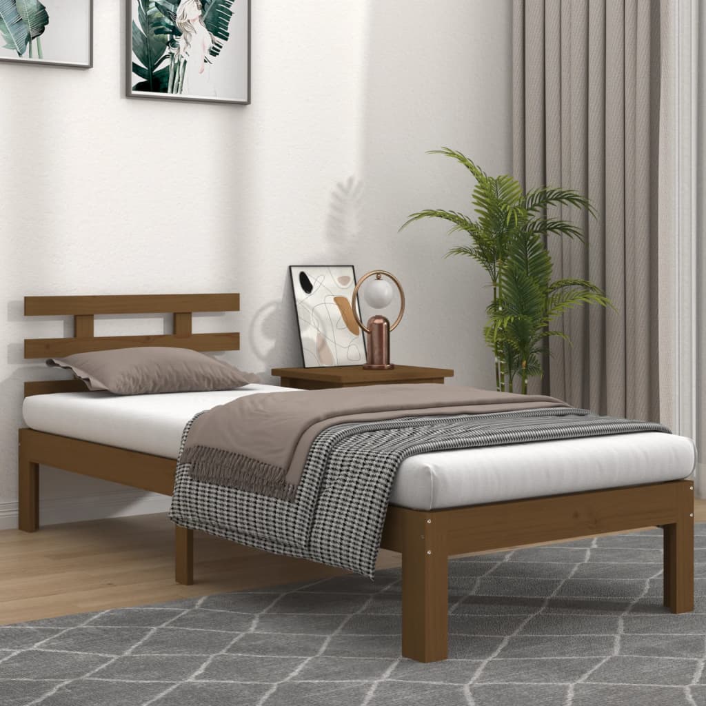 vidaXL Bed Frame | Honey Brown | Solid Pine Wood | Single | Durable | Bed Frame