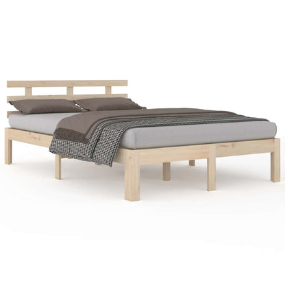 vidaXL Bed Frame | Natural Wood | Solid Pine Wood, Plywood | Double | Durable