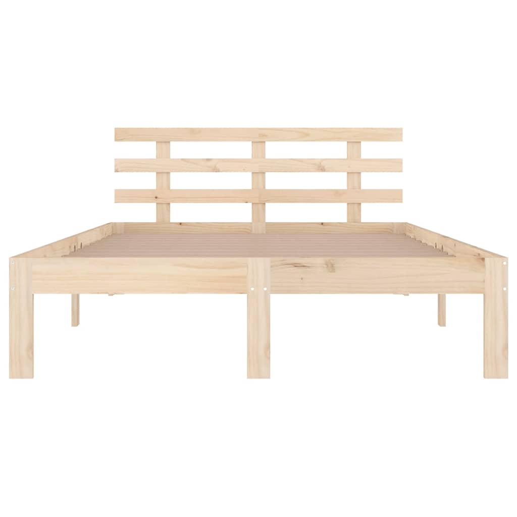 vidaXL Bed Frame | Natural Wood | Solid Pine Wood, Plywood | Double | Durable