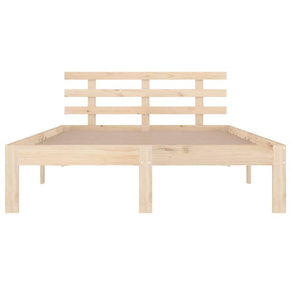 vidaXL Bed Frame | Natural Wood | Solid Pine Wood, Plywood | Double | Durable