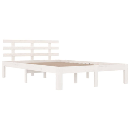 vidaXL Bed Frame | White | Solid pine wood, Plywood | Standard Double | Durable