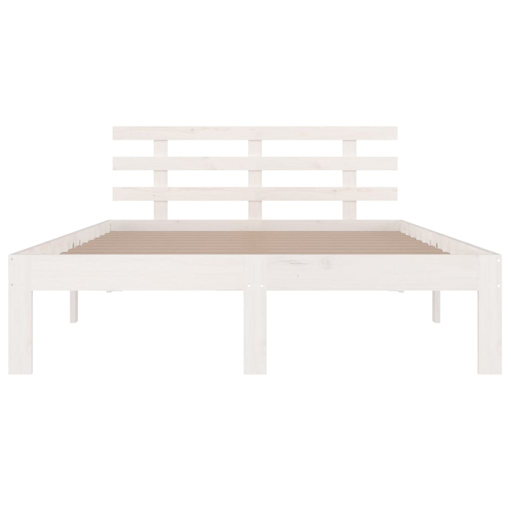 vidaXL Bed Frame | White | Solid pine wood, Plywood | Standard Double | Durable