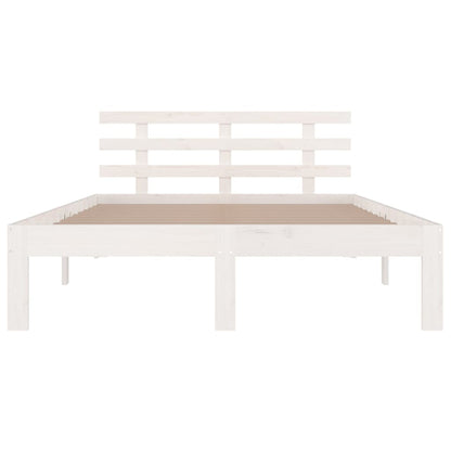 vidaXL Bed Frame | White | Solid pine wood, Plywood | Standard Double | Durable