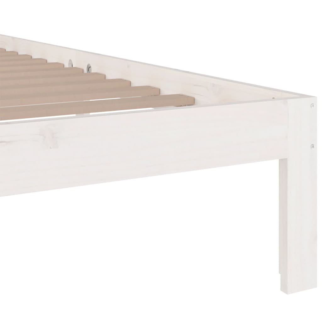 vidaXL Bed Frame | White | Solid pine wood, Plywood | Standard Double | Durable