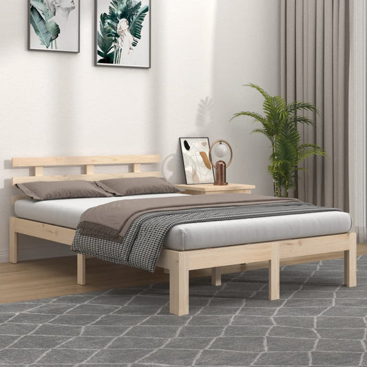 vidaXL Bed Frame | Natural wood | Solid pine wood (untreated) | 140 x 200 cm