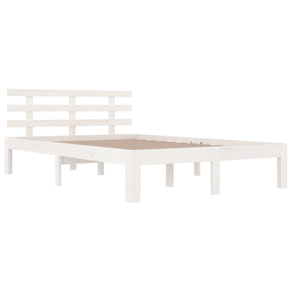 vidaXL Bed Frame | White | Solid Pine Wood | 140x200 cm | Modern | Bed Frame