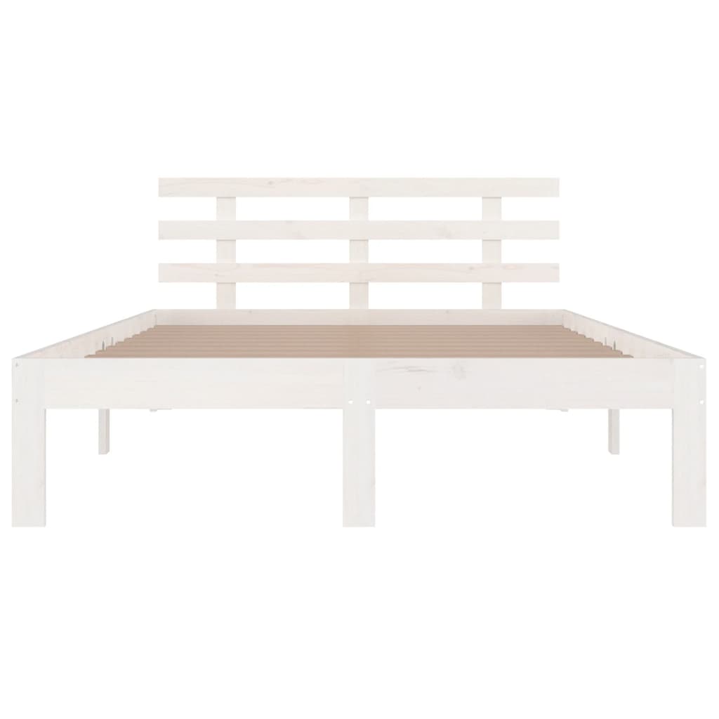 vidaXL Bed Frame | White | Solid Pine Wood | 140x200 cm | Modern | Bed Frame