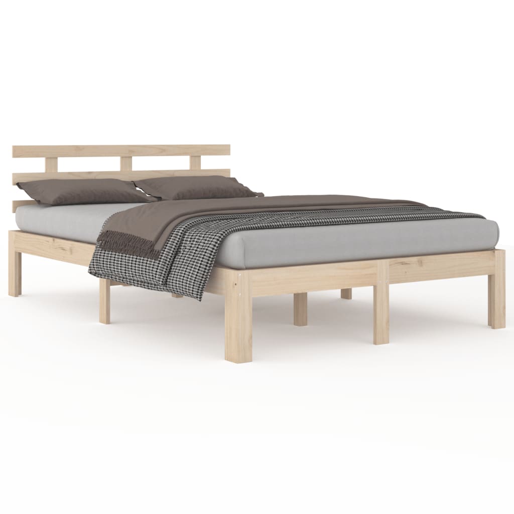 vidaXL Bed Frame | Natural Wood | Solid pine wood | King Size | Durable