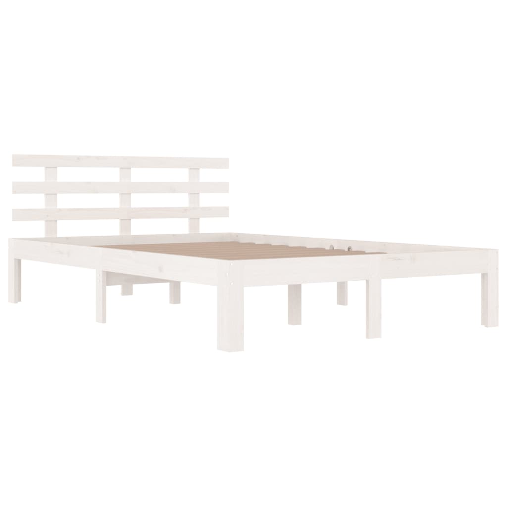 vidaXL Bed Frame | White | Solid pine wood, Plywood | King Size |  Durable