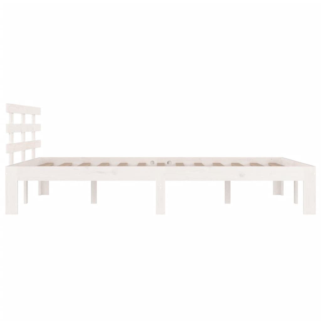 vidaXL Bed Frame | White | Solid pine wood, Plywood | King Size |  Durable