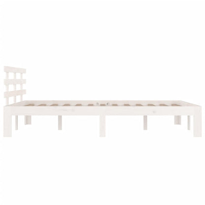 vidaXL Bed Frame | White | Solid pine wood, Plywood | King Size |  Durable
