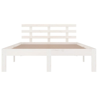 vidaXL Bed Frame | White | Solid pine wood | 200 x 200 cm | Durable | Bed Frame