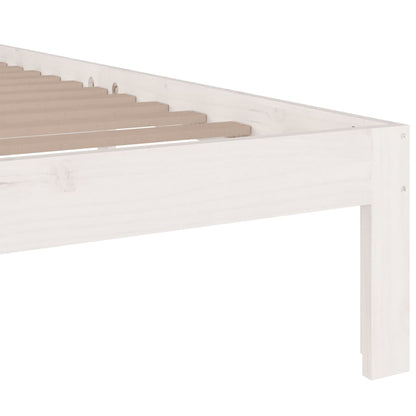 vidaXL Bed Frame | White | Solid pine wood | 200 x 200 cm | Durable | Bed Frame